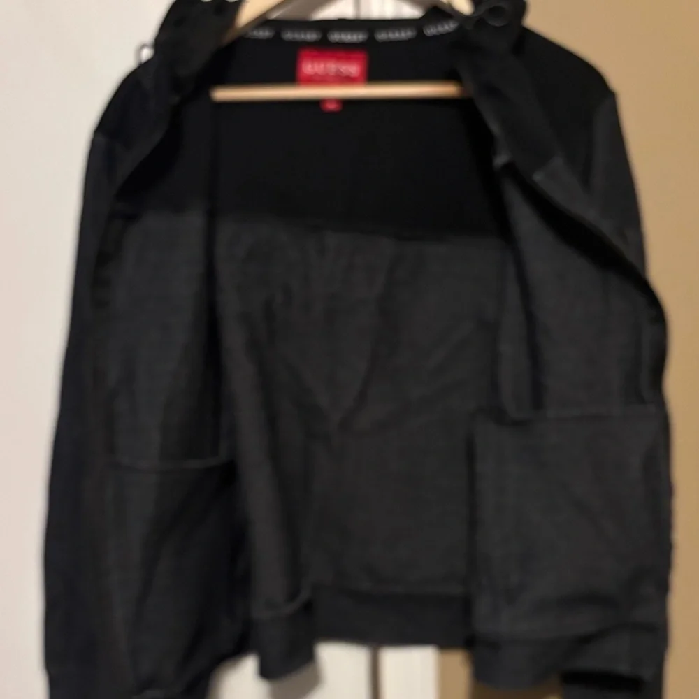 GUESS Men's Charcoal and Black Hoodie Jacket